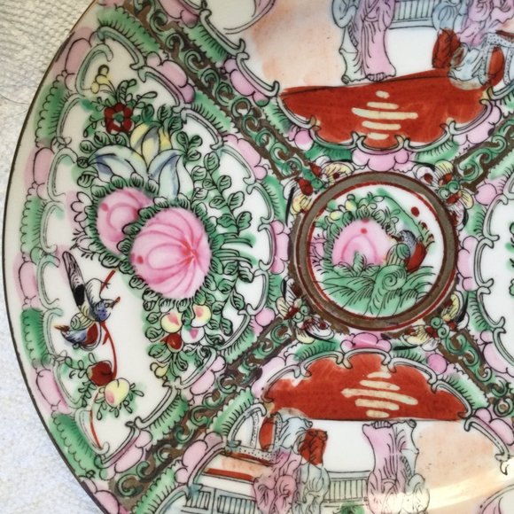 Vintage Chinese medallion porcelain handmade in Macau plate decorative 9" - Picture 7 of 8